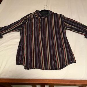 Express Red and Green Casual Button Down Shirt